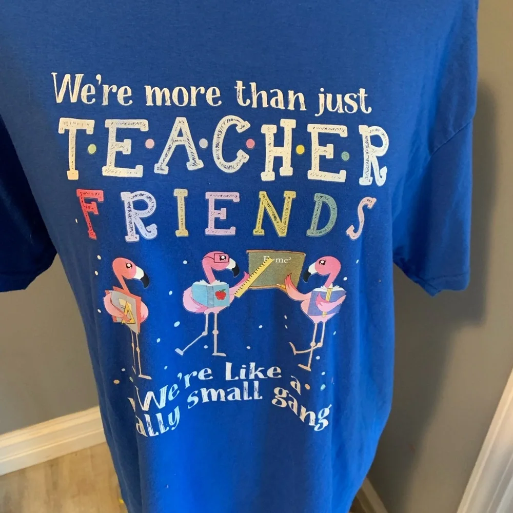 Teacher Friends Flamingo Tee Funny Graphic Shirt Size L - Picture 2 of 5